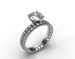 18k White Gold Thin French-Cut Pave Diamond Wedding Set